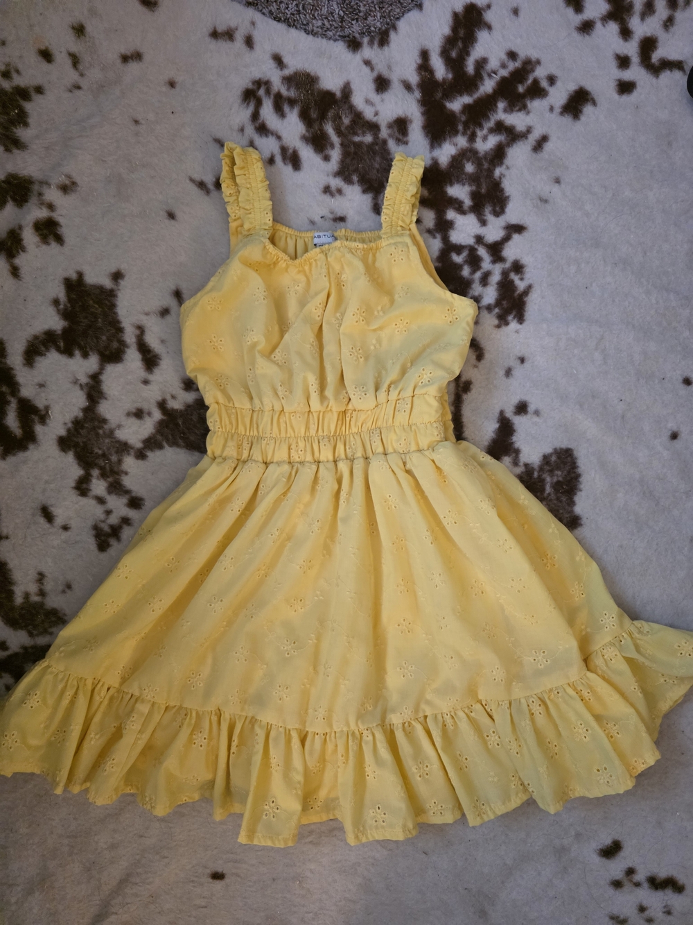 Habitual Girls Yellow Eyelet Ruffle Dress